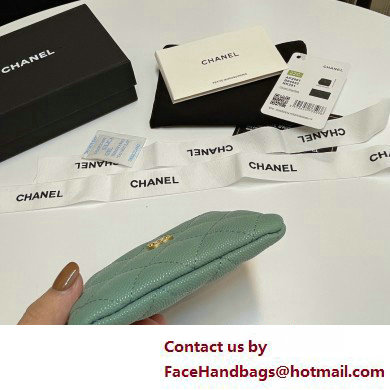 Chanel Grained Calfskin  &  Gold-Tone Metal Zip Coin Purse AP2061 Dusty Green 2025